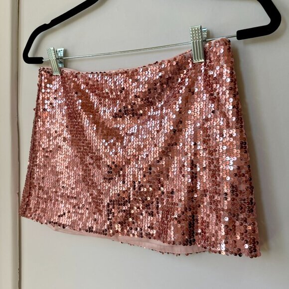 Reformation Saviolla Skirt Low Rise Micro Mini Sequin Sparkle Party in Pink 0 - Picture 5 of 14